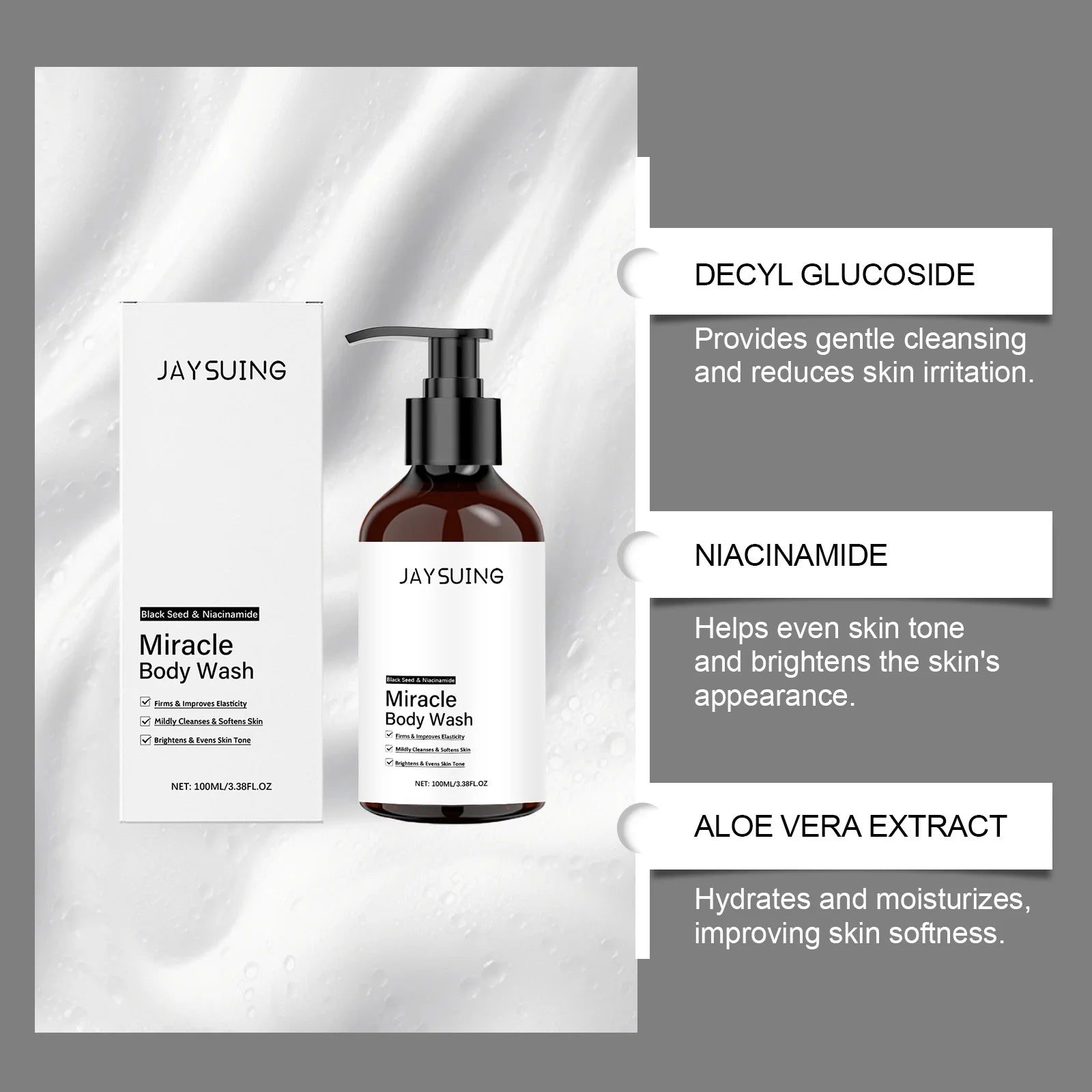 Niacinamide Shower Gel White Skin Smoothing Daily Cleansing Remove Dirt Rich Foam Lasting Hydrate Refresh Body Wash Skin Care Halalzen