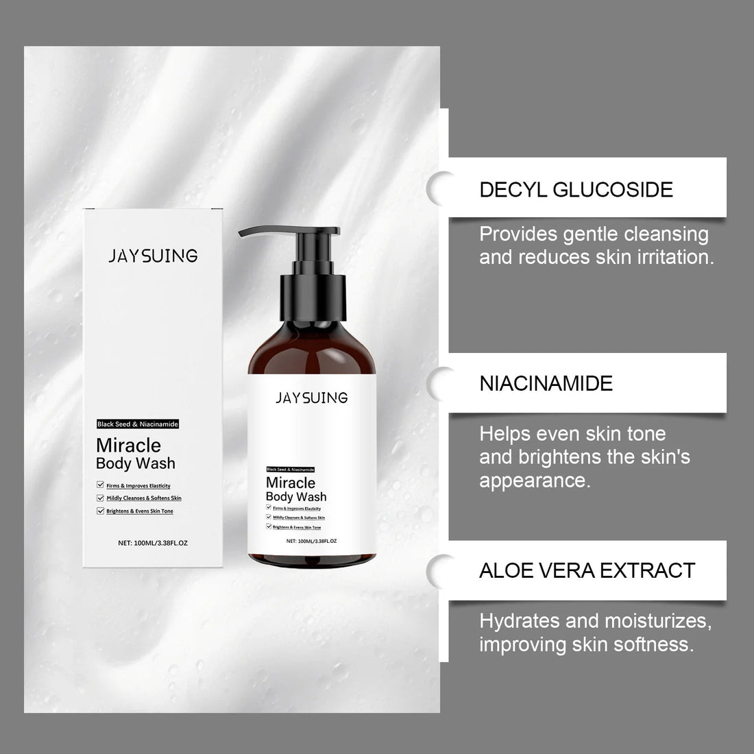 Niacinamide Shower Gel White Skin Smoothing Daily Cleansing Remove Dirt Rich Foam Lasting Hydrate Refresh Body Wash Skin Care Halalzen