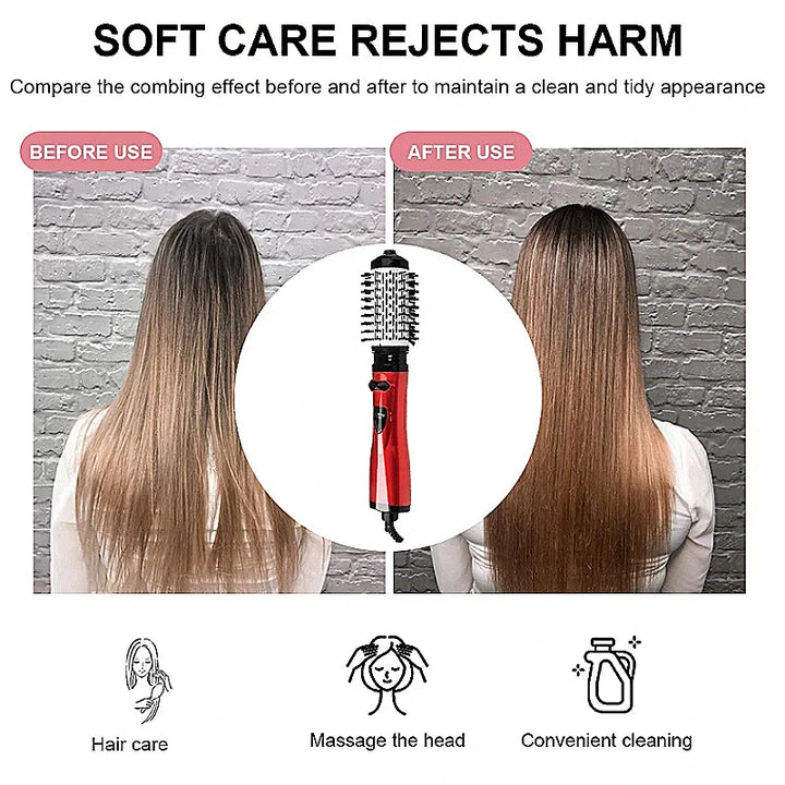 3-in-1 Hot Air Styler Rotating Hair Dryer Brush Set with 2 Interchangeable Brushes | Anti-Frizz Hot Air Spin Brush for Fast Drying Straightening Curling | Portable Multifunctional Hair Styling Tool for Salon-Quality Results a