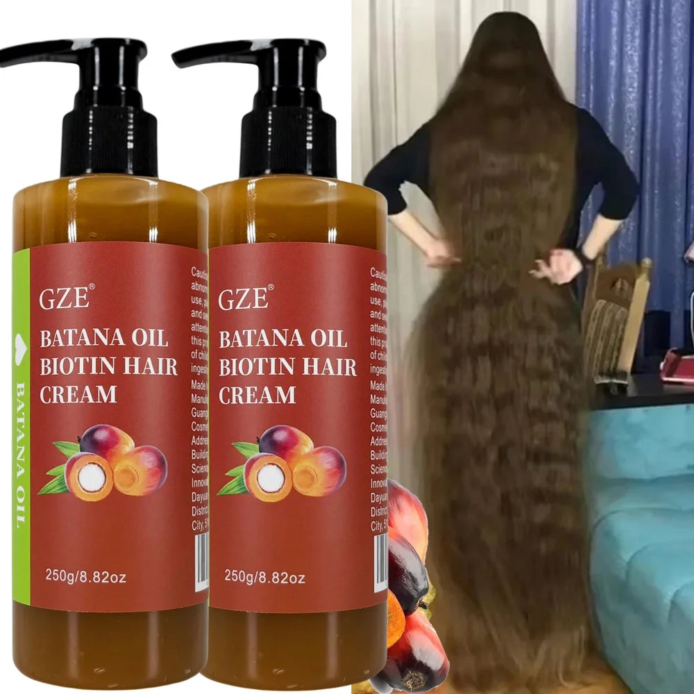 2 Pack GZE Batana Oil Biotin Hair Cream Strong Hair Anti-Breakage Repair Split Ends Silky For Dry Hair Halalzen