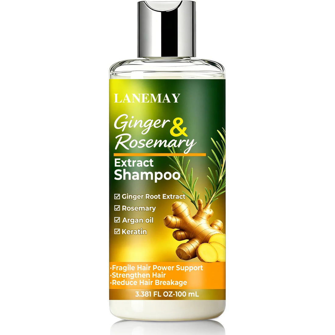 Ginger & Rosemary Extract Shampoo – Strengthen & Soften Fragile Hair Ideal for Daily Use to Maintain Strong, Manageable Locks
