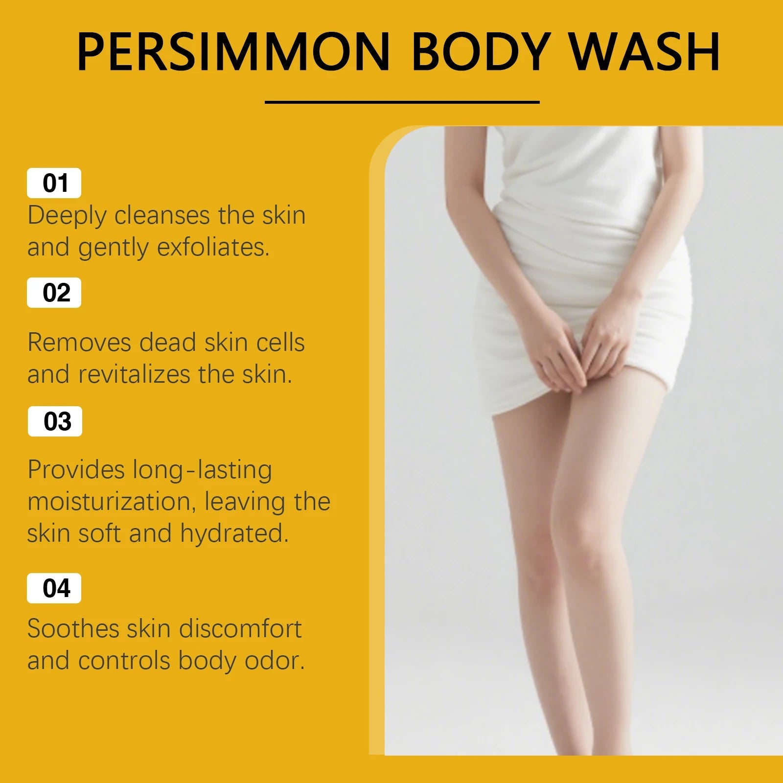 Refreshing Persimmon Shower Gel with Fresh Fruity Scent, Gently Cleanses and Smooths Body Skin Halalzen