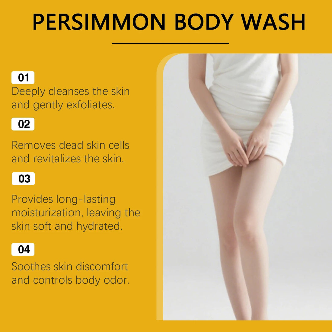 Refreshing Persimmon Shower Gel with Fresh Fruity Scent, Gently Cleanses and Smooths Body Skin Halalzen