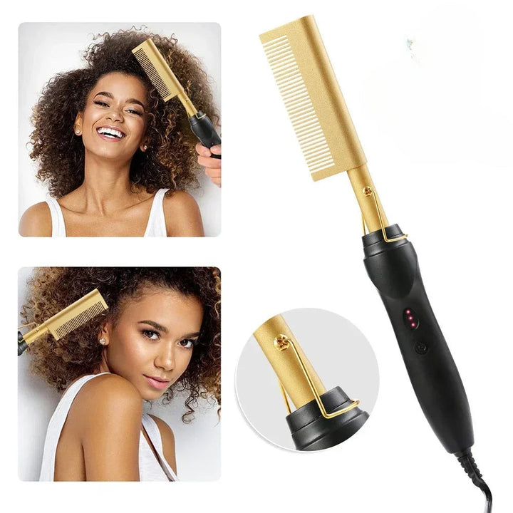 Hot Comb Hair Straightener Brush Hot Comb Pressing Electric Heat Electric Hair Brushes Styling Tools Cepillo Alisador De Cabello Halalzen