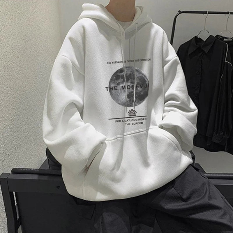 Goth Moon Graphic Print Y2K Hoodies Men Hip Hop Fashion Pullovers Hoody Autumn Streetwear Fleece Baggy Hooded Sweatshirts