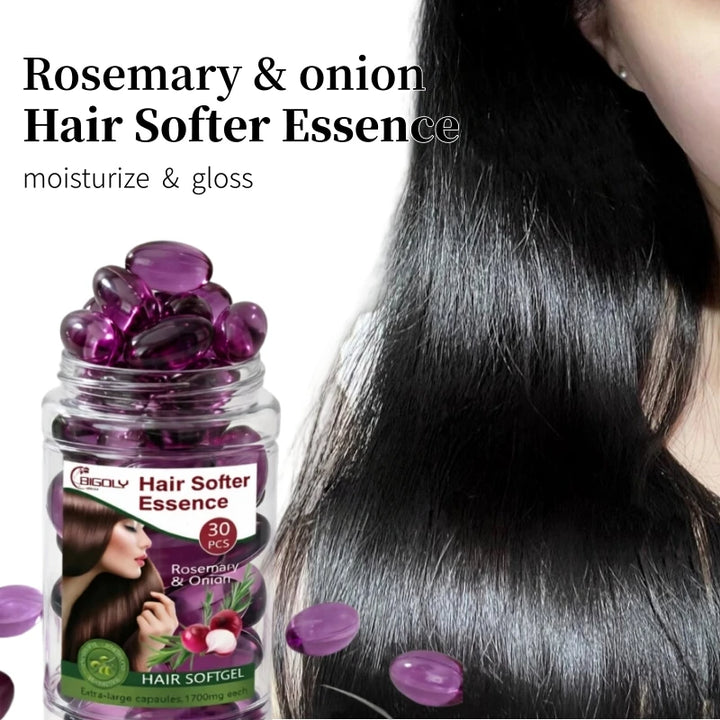 Lost Fragrance & Onion Hair Care Essential Oil, 30 Capsules/Bottle, Nourishes and Softens Hair Strands, Makes Rough and Dry Hair Stronger and More Shiny