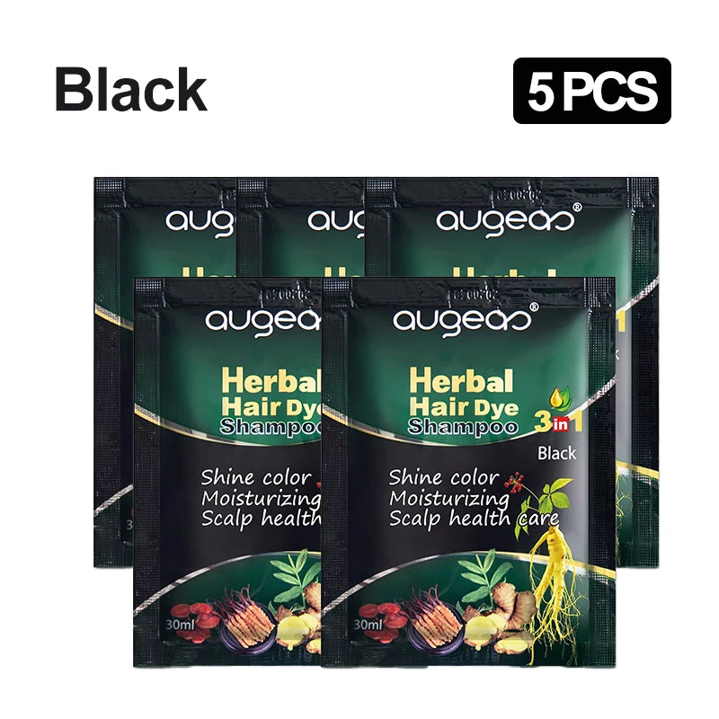 3/5 PCS Hair Dye Shampoo Natural Herbal Plant Fast Dye White Grey Removal Long-lasting Hair Color Products Hair Shampoo 30 ml