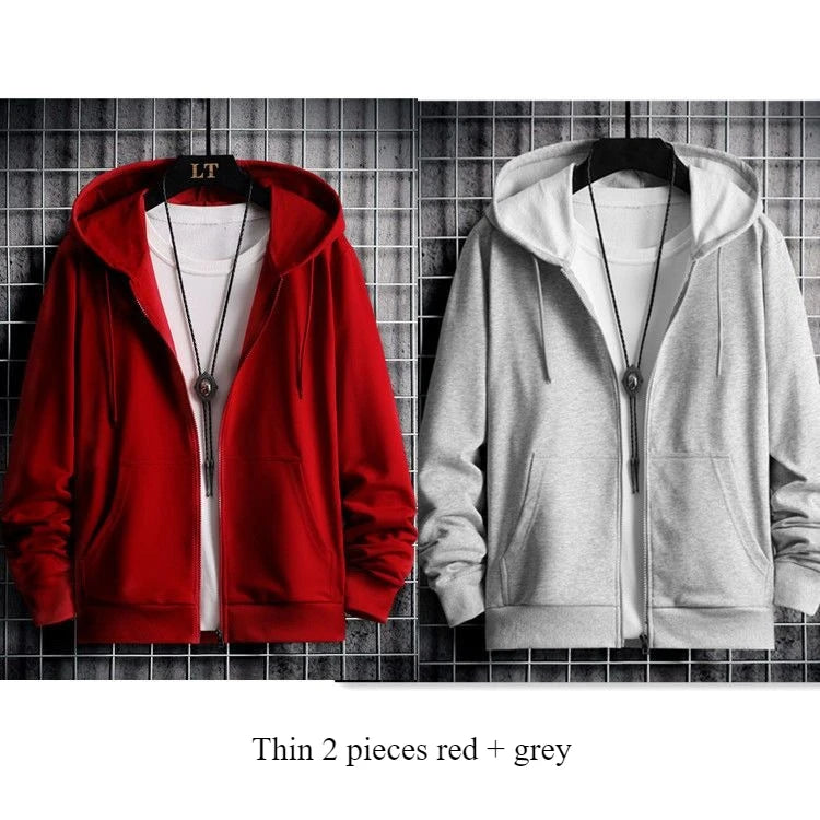 2025 Plush Lined Hoodie Men - Winter Thickened Zip Up Sweatshirt Youth Drop Shoulder Outerwear S-5XL College Style