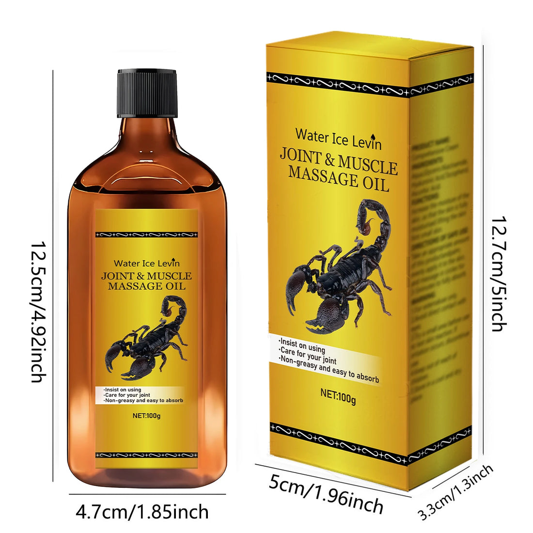 Water Ice Levin Advanced Joint & Muscle Massage Oil - Quick Absorbing, Ultra Lightweight Formula for Total Body Comfort..100G