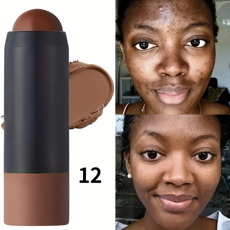 2-in-1 Foundation & Concealer Stick, Waterproof Long Wear, Full Cover, Hide Blemishes, Smooth Base Makeup