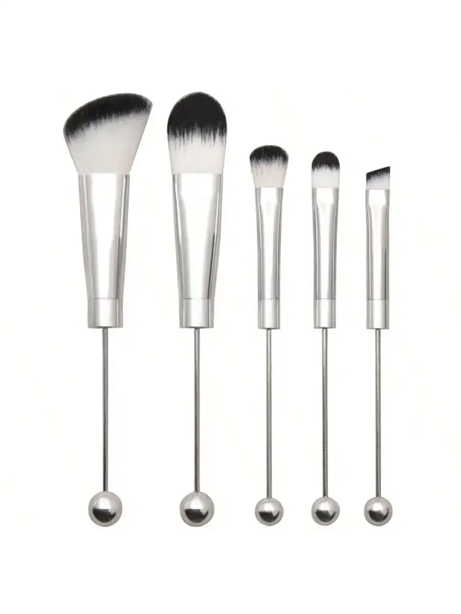 5pcs Beadable Makeup Brushes Unique Brushes Silicone Beads DIY Makeup Cosmetic Brushes Beaded Brushes Kit For DIY Halalzen