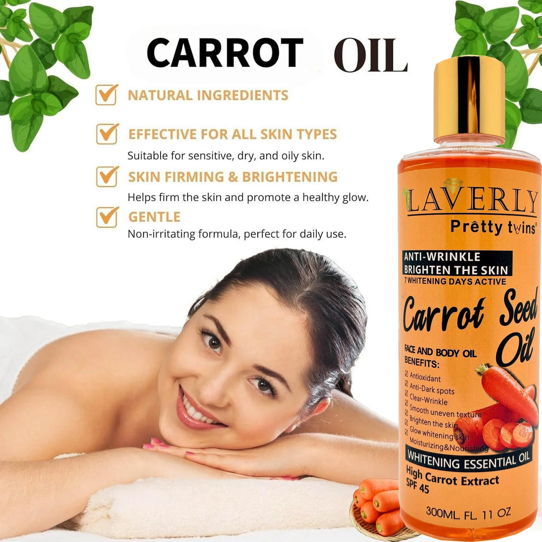 300ML CARROT B-CAROTENE BODY GEL OIL Moisturizing Essential Oil Body Oil Unisex Full Body Care Oil for Body, Face, Hand,