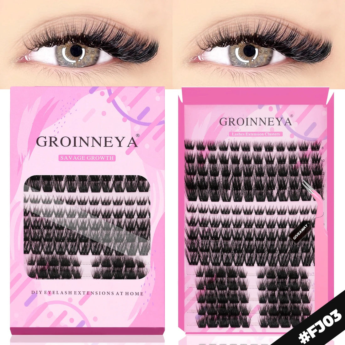 GROINNEYA DIY Lashes Extension Kit Individual Lashes Clusters Faux Mink Eyelash Extension Mix set with Lash Natural Look Makeup Halalzen