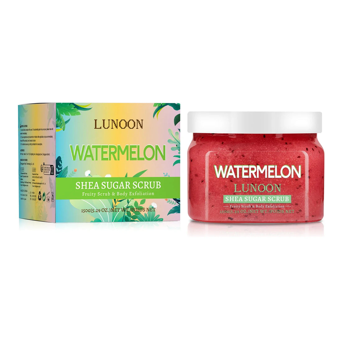 Watermelon Shea Sugar Scrub 150g - Natural Body Exfoliator, Moisturizing, Smoothing, for Elbow, Knee, Back, Leg, All Skin Types