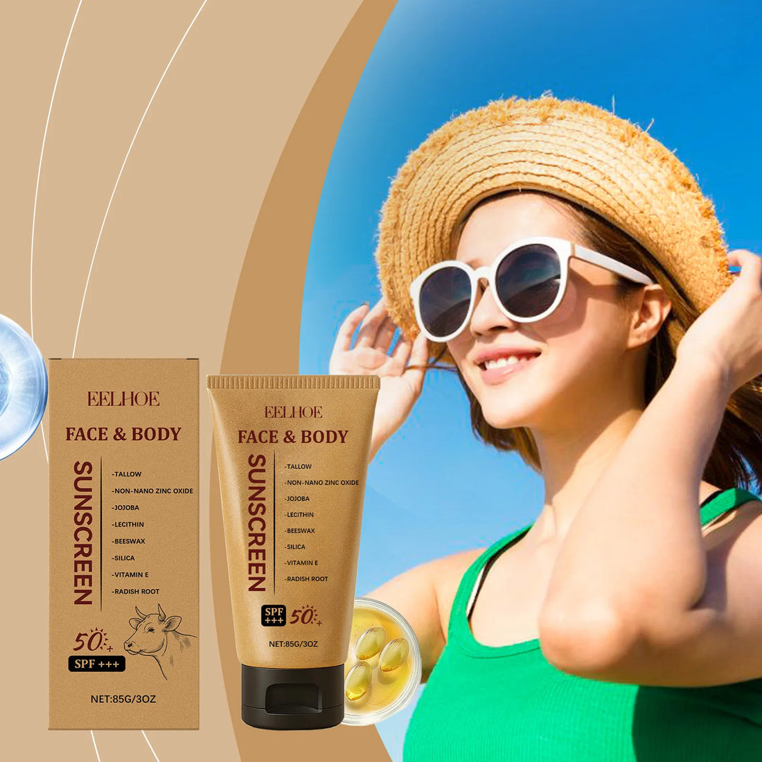 Eelhoe Tallow Body Repairing Sunscreen Oil Control Lasting Waterproof Full Coverage Keep Refresh For Oily Skin Sunscreen Lotions