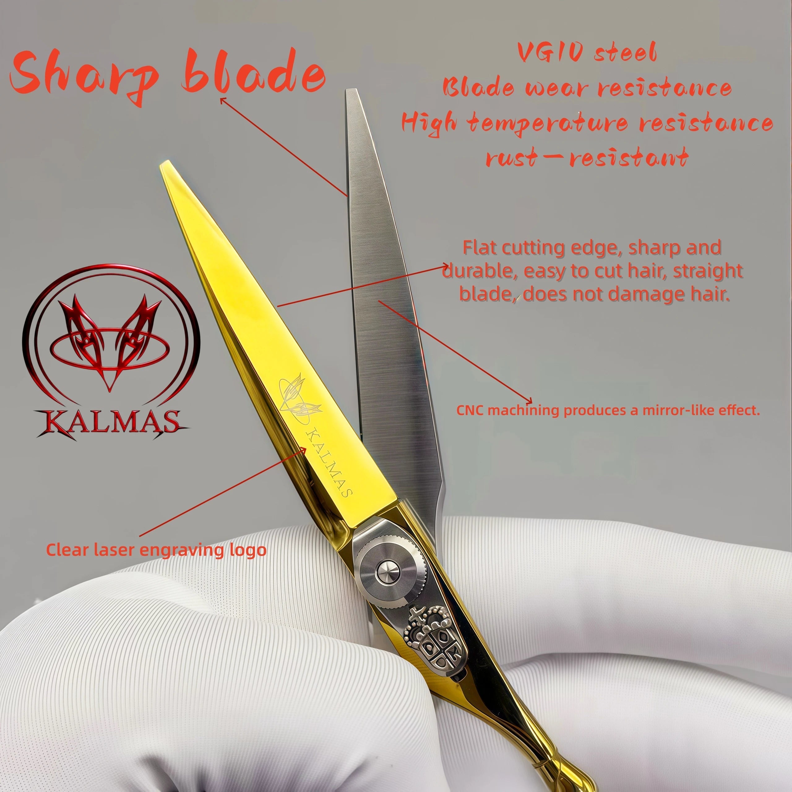 KALMAS Professional Hairdressing Scissors Set - Thinning Flat Tooth Scissors for Home Hair Cutting Styling Tools Halalzen