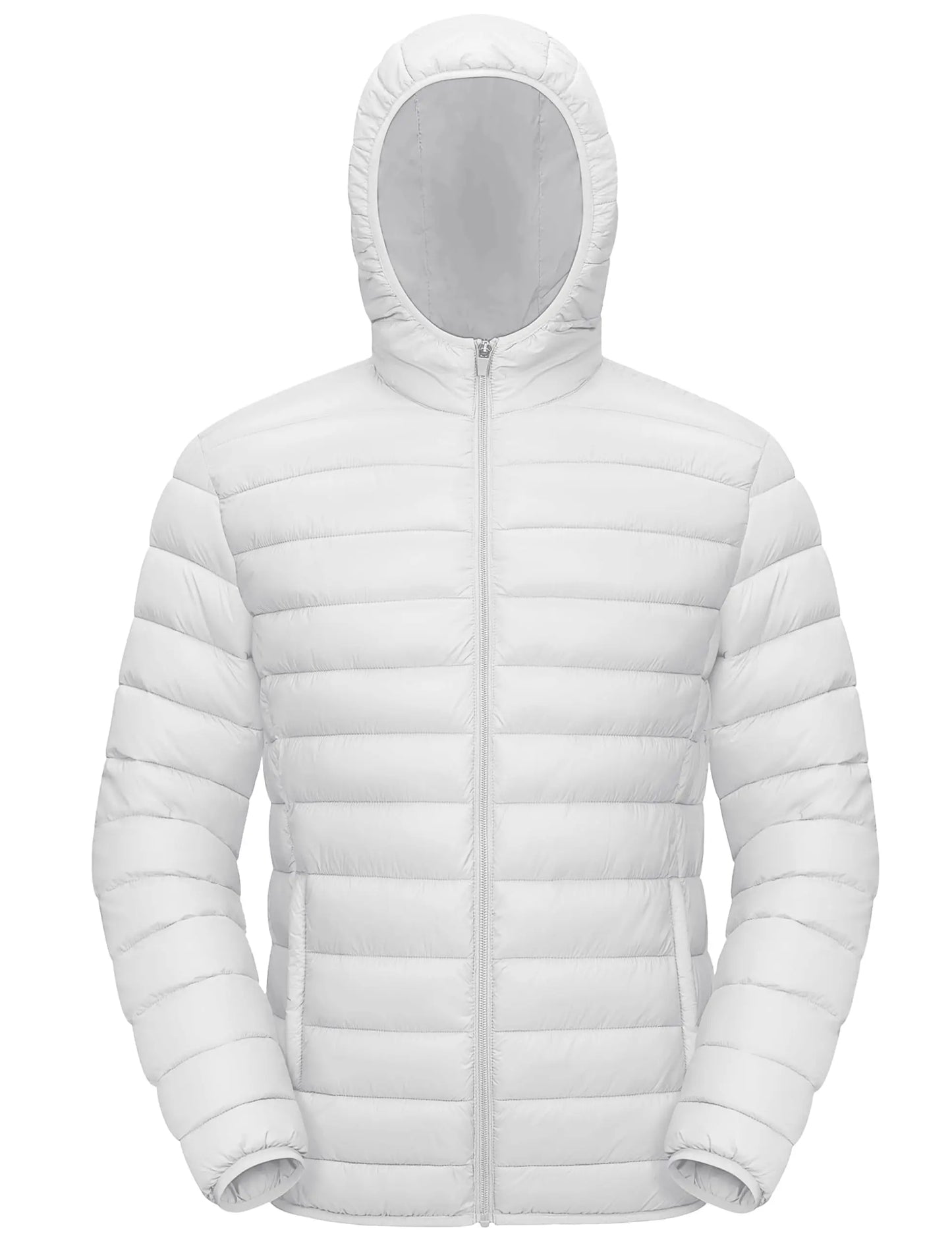 Men’s Winter Insulated Lightweight Puffer Hooded Windbreaker Quilted Coat Water-Resistant Full Zip Bubble Jackets Hiking Coat