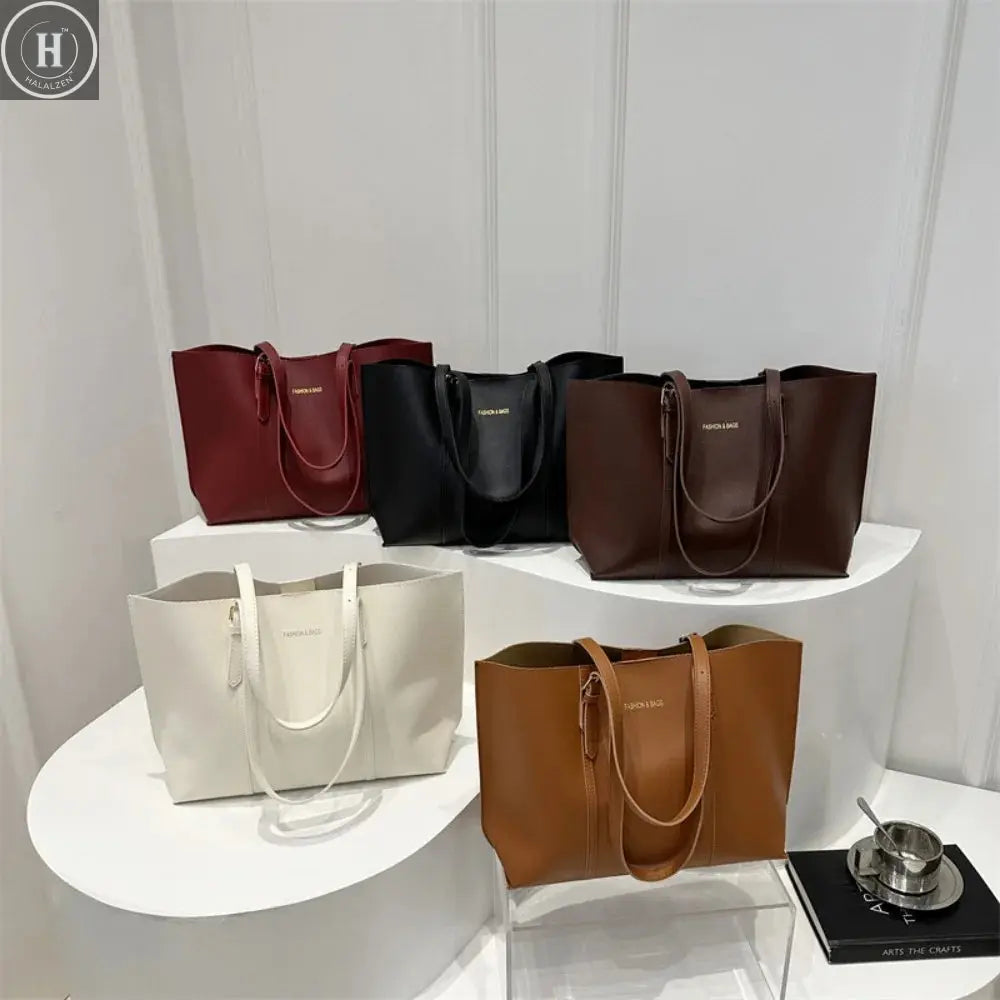 Women's Bag Large Capacity Soft Leather Tote Bags Casual Versatile Single Shoulder Handbag Mommy Handbags 2025 Autumn and Winter HALALZEN