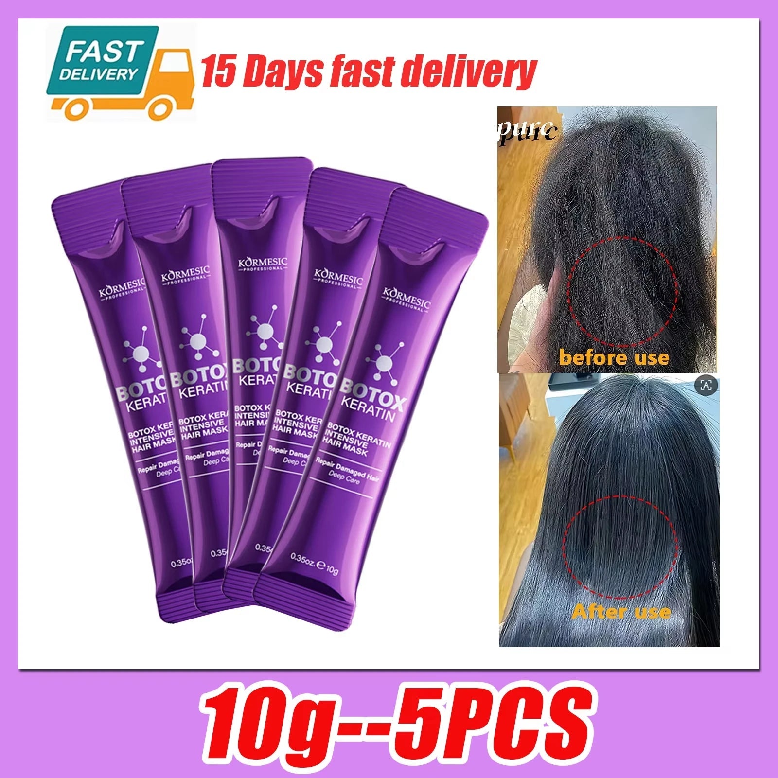 5 Seconds Keratin Hair Mask, Magical Repair for Dry Frizzy Damaged Hair,Deep Moisturize&Nourishing Treatment for Soft Shiny Hair Halalzen