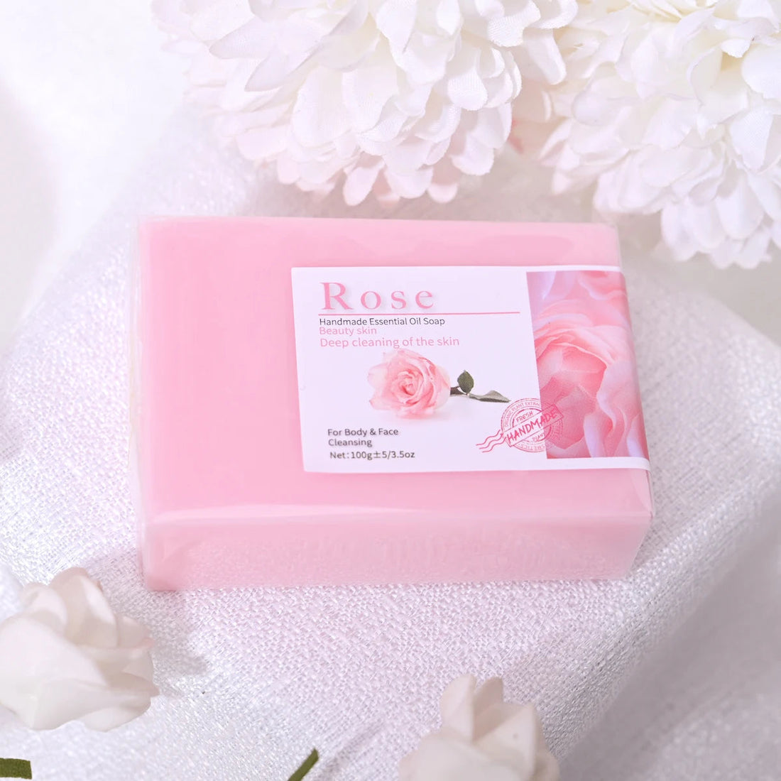 100g Hot Selling Products Rose Oil Handmade Glycerin Soap Bar Body Face Soap Deep Cleans Whitening Soap with Lavender Halalzen