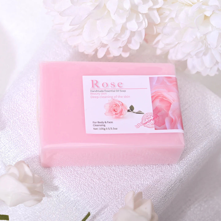 100g Hot Selling Products Rose Oil Handmade Glycerin Soap Bar Body Face Soap Deep Cleans Whitening Soap with Lavender Halalzen