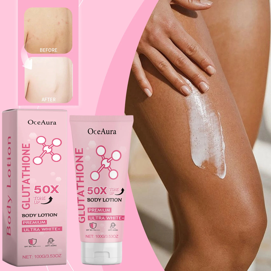 Glutathione Niacinamide Body Lotion Skin Brightening Hydrate Revitalize Even Skin Tone Whitening Face Bleaching Lightening Care
