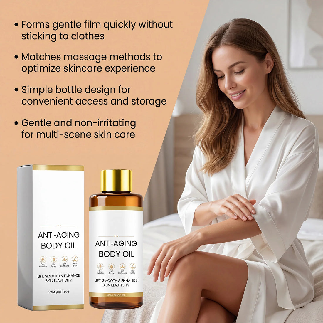 Revitalizing Body Essential Oil, Deeply Moisturizing and Softening Skin, Making It Smooth, Even, and Radiant, lightweight and Ea