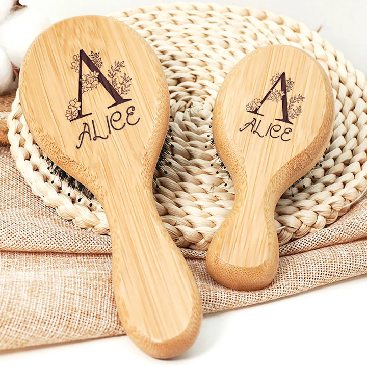 Custom Boar Bristle Natural Bamboo Hair Brush Air Cushion Hairbrush Detangling Scalp Massage Comb Salon Barber Styling Tools