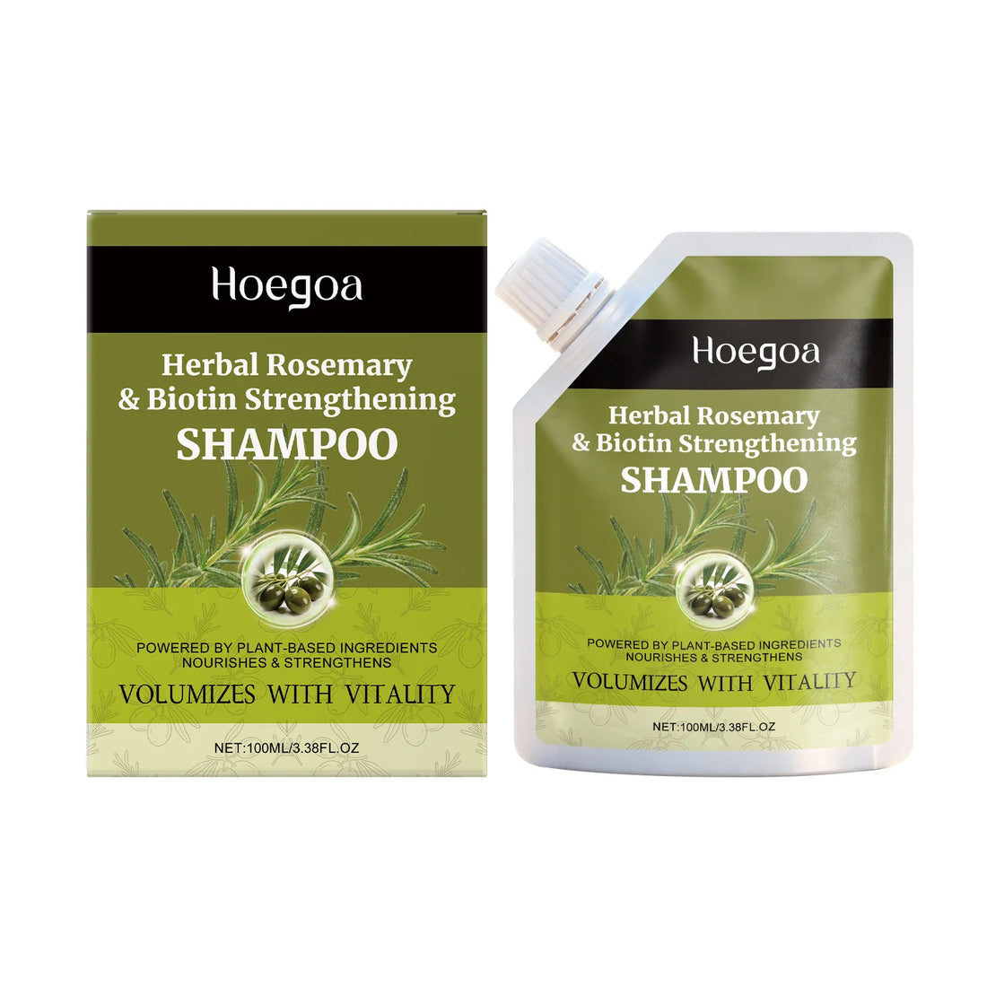 Hoegoa Herbal Rosemary Strengthening Shampoo Anti Hair Loss Thicker Fuller Growth Scalp Care Reduce Breakage Oil Control Shampoo