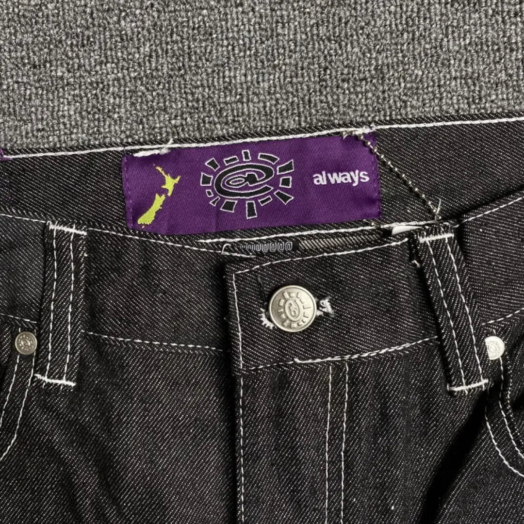 New Always Jeans High quality Printed Embroidery Straight Jeans Black Pants Men Jeans Printing Trend Street Wear AlwaysJeans Men HALALZEN