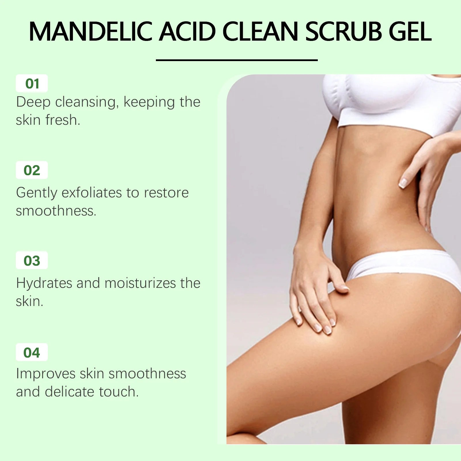 Mandelic Acid Body Clean Scrub Gel Exfoliating Gentle Dead Skin Remover Smoothing Skin Care Hydrating Deep Cleansing Scrub