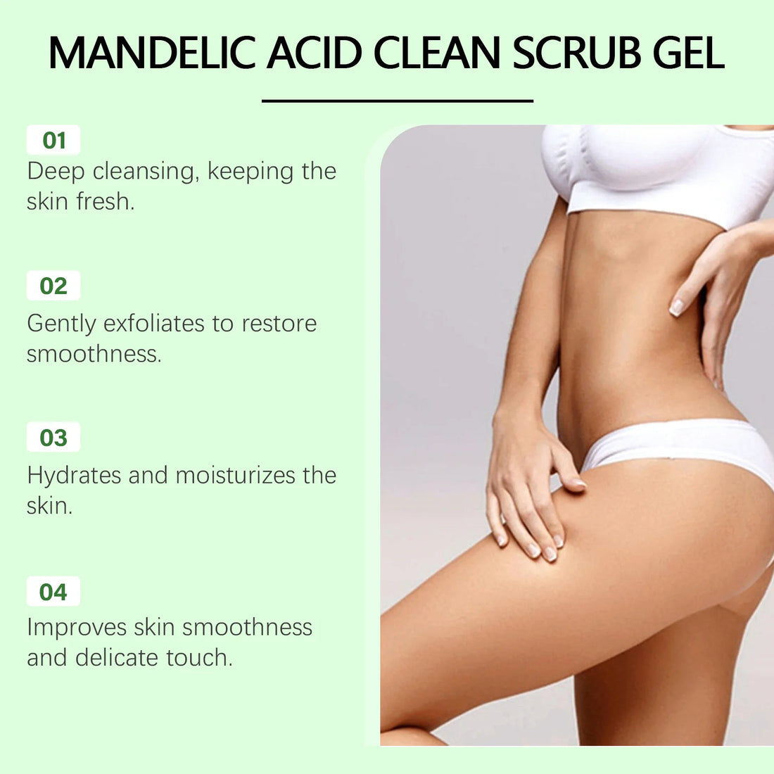 Mandelic Acid Body Clean Scrub Gel Exfoliating Gentle Dead Skin Remover Smoothing Skin Care Hydrating Deep Cleansing Scrub
