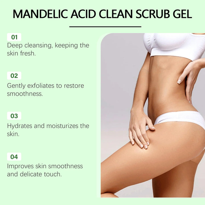 Mandelic Acid Body Clean Scrub Gel Exfoliating Gentle Dead Skin Remover Smoothing Skin Care Hydrating Deep Cleansing Scrub