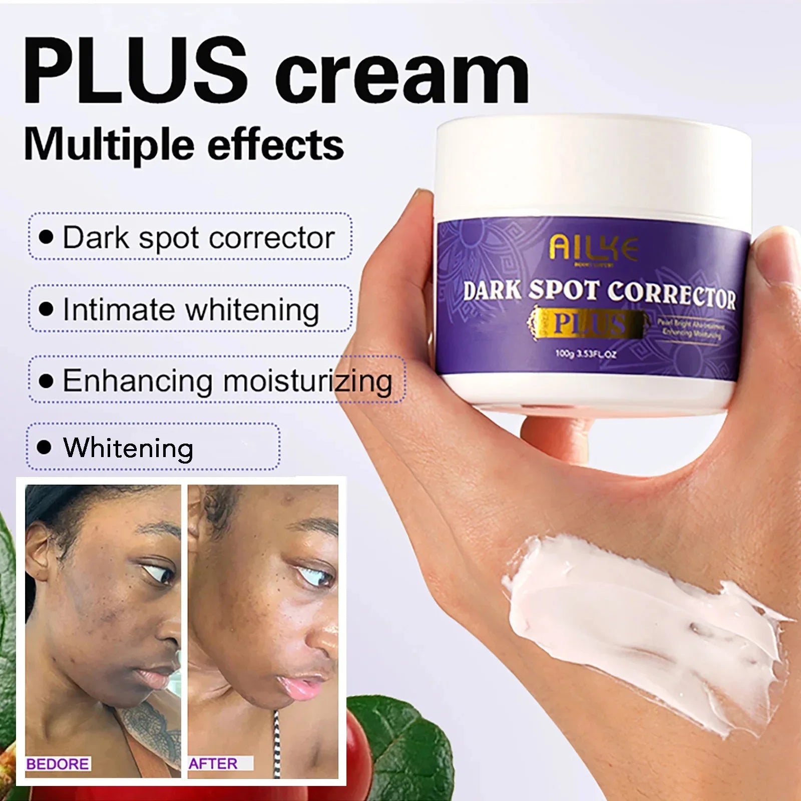 AILKE Glutathione PLUS Whitening Skin Care Set, Moisturizing, Even Skin Tone, Improve Dark, Black Skin, Reduce Spots, Freckle Halalzen