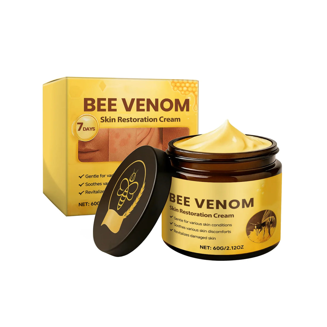 Bee Venom Skin Restoration Cream for Chicken Skin Blemish Remover Acne Removal Products Hyaluronic Acid Bee Venoms Repair Cream