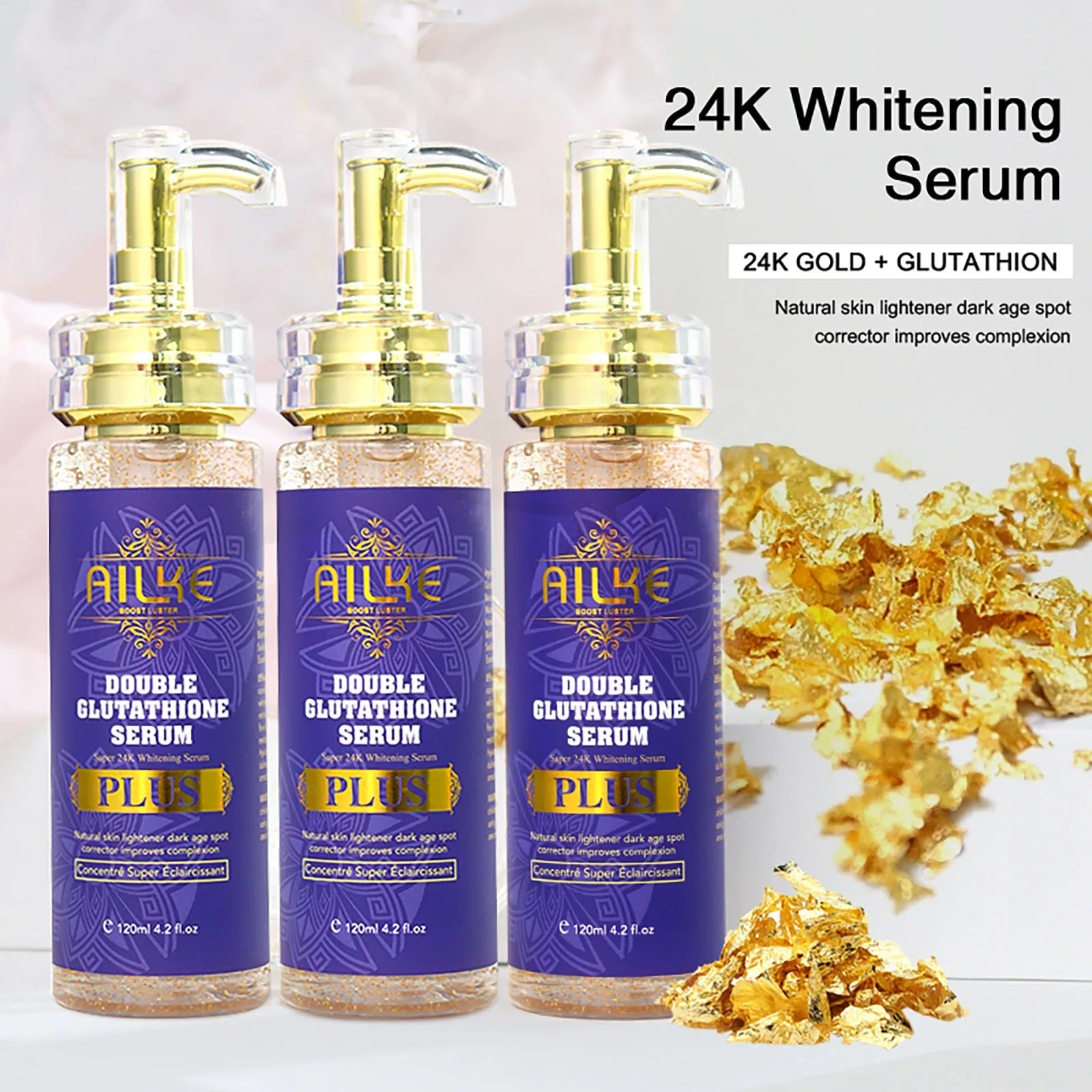 AILKE Glutathione PLUS Whitening Skin Care Set, Moisturizing, Even Skin Tone, Improve Dark, Black Skin, Reduce Spots, Freckle Halalzen