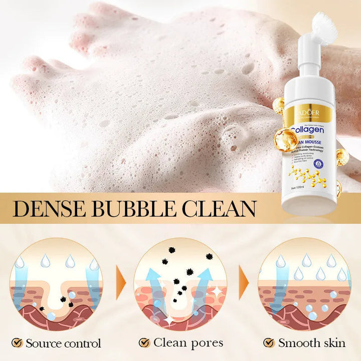 SADOER Collagen Facial Cleanser for Anti Wrinkle Deep Cleaning Mousse Nourishing Moisture Skin Care 120ml Halalzen