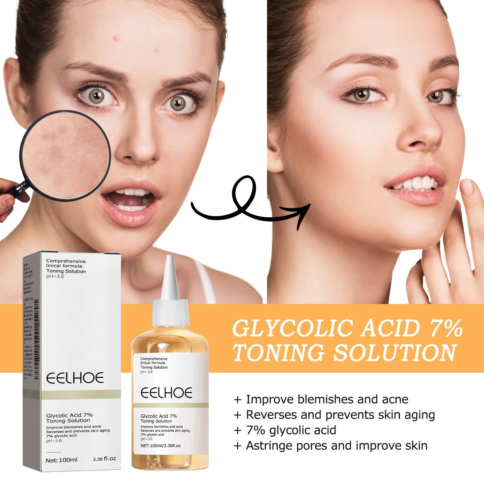 Glycolic Acid 7% Toning Solution Ordinary Acne Remover Lifting Firming Wrinkles Glowing Facial Skin Care Glycolic Acid Toner Halalzen