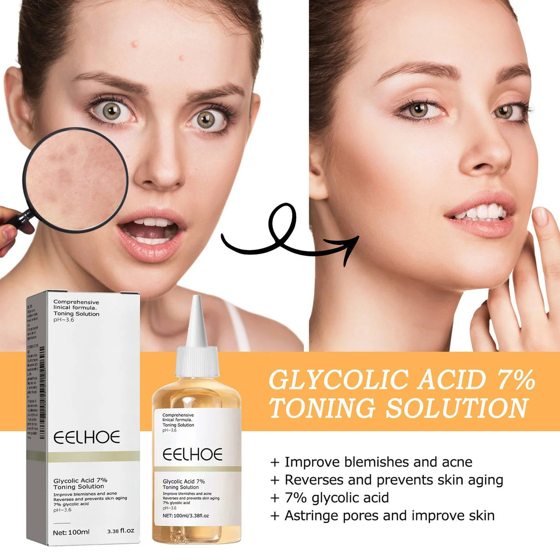Glycolic Acid 7% Toning Solution Ordinary Acne Remover Lifting Firming Wrinkles Glowing Facial Skin Care Glycolic Acid Toner Halalzen