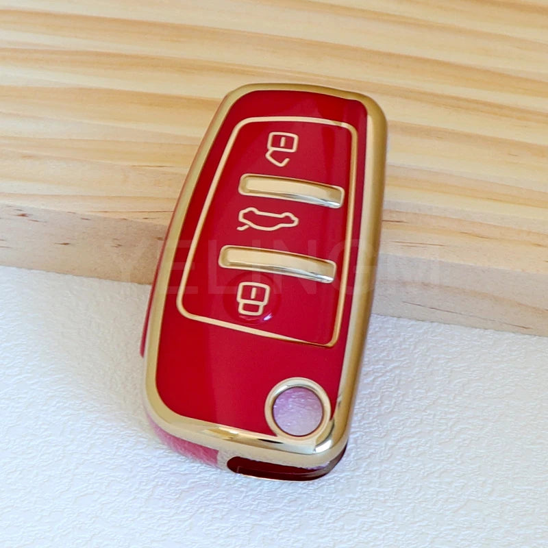 Soft TPU Car Key Cover Case Shell Bag For Audi A3 A4 A5 A6L C6 8L 8P B6 B7 B8 C6 RS3 Q3 Q7 TT 8L 8V S3 Protector Accessories