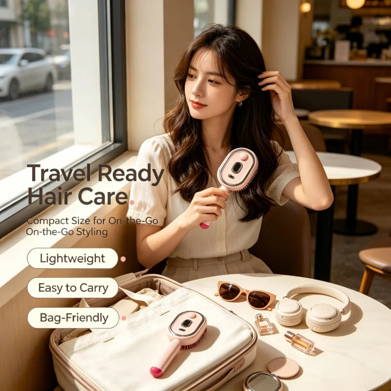 Mini Pink Cloud Air Cushion Hair Brush,Soft Scalp Massage Comb,Anti‑Tangle Travel Hairbrush,Pocket Styling Tool for Women Girls