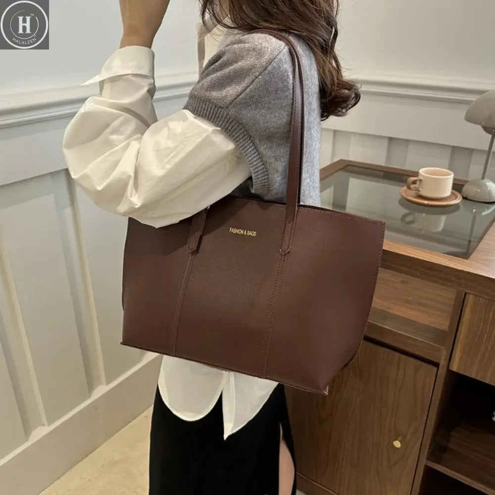 Women's Bag Large Capacity Soft Leather Tote Bags Casual Versatile Single Shoulder Handbag Mommy Handbags 2025 Autumn and Winter HALALZEN
