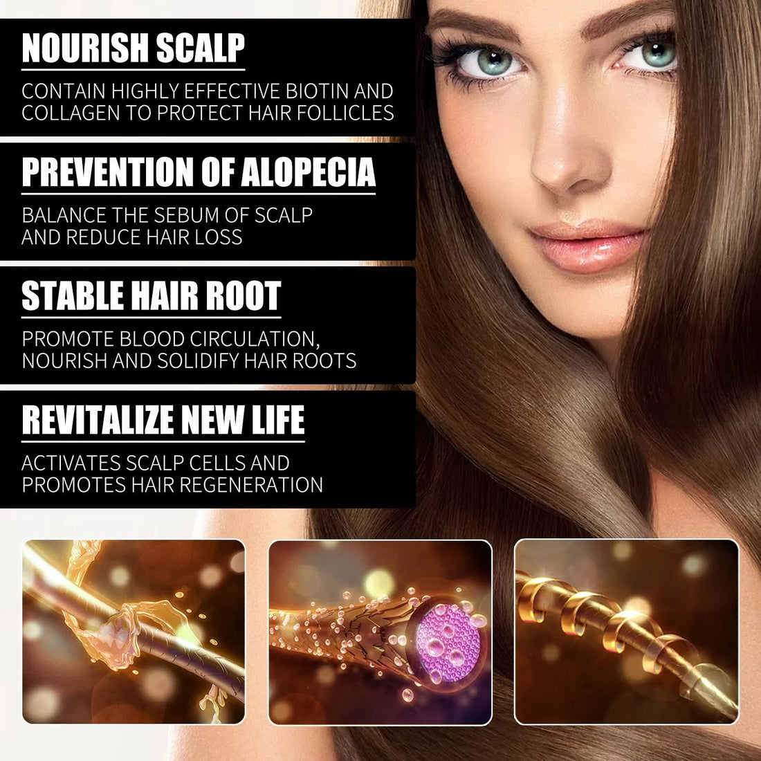 OUHOE Collagen B7 Vitamin Hair Essential Oil Moisturizing Soften Improve Hair Loss Thinning Regrowth Nutrition Hair Care Liquid Halalzen