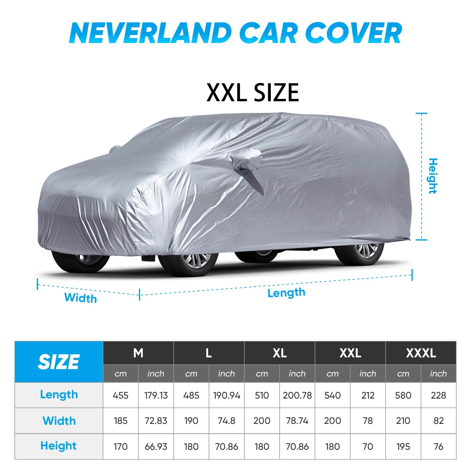 Universal SUV/Sedan Full Car Covers Outdoor Waterproof Sun Rain Snow Dust Resistant Protection UV Car silver Auto Case Cover