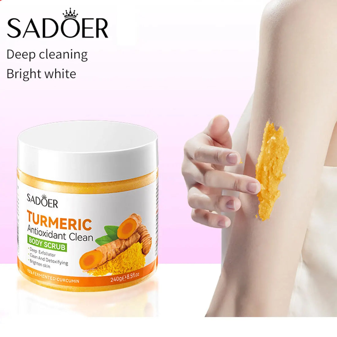 240g Turmeric Body Scrub, Antioxidant, Deep Exfoliating, Cleanses, Brightens, And Smooths Skin