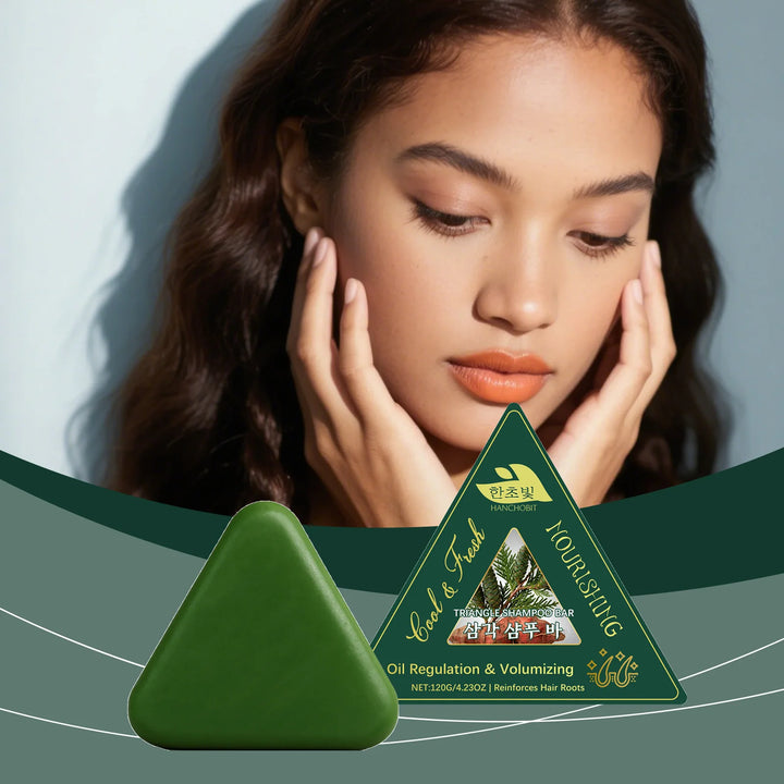 Triangle Herbal Nourishing Shampoo Bar Clean Scalp Reduce Loss Strengthen Hair Control Water-oil Balance Repair Damaged