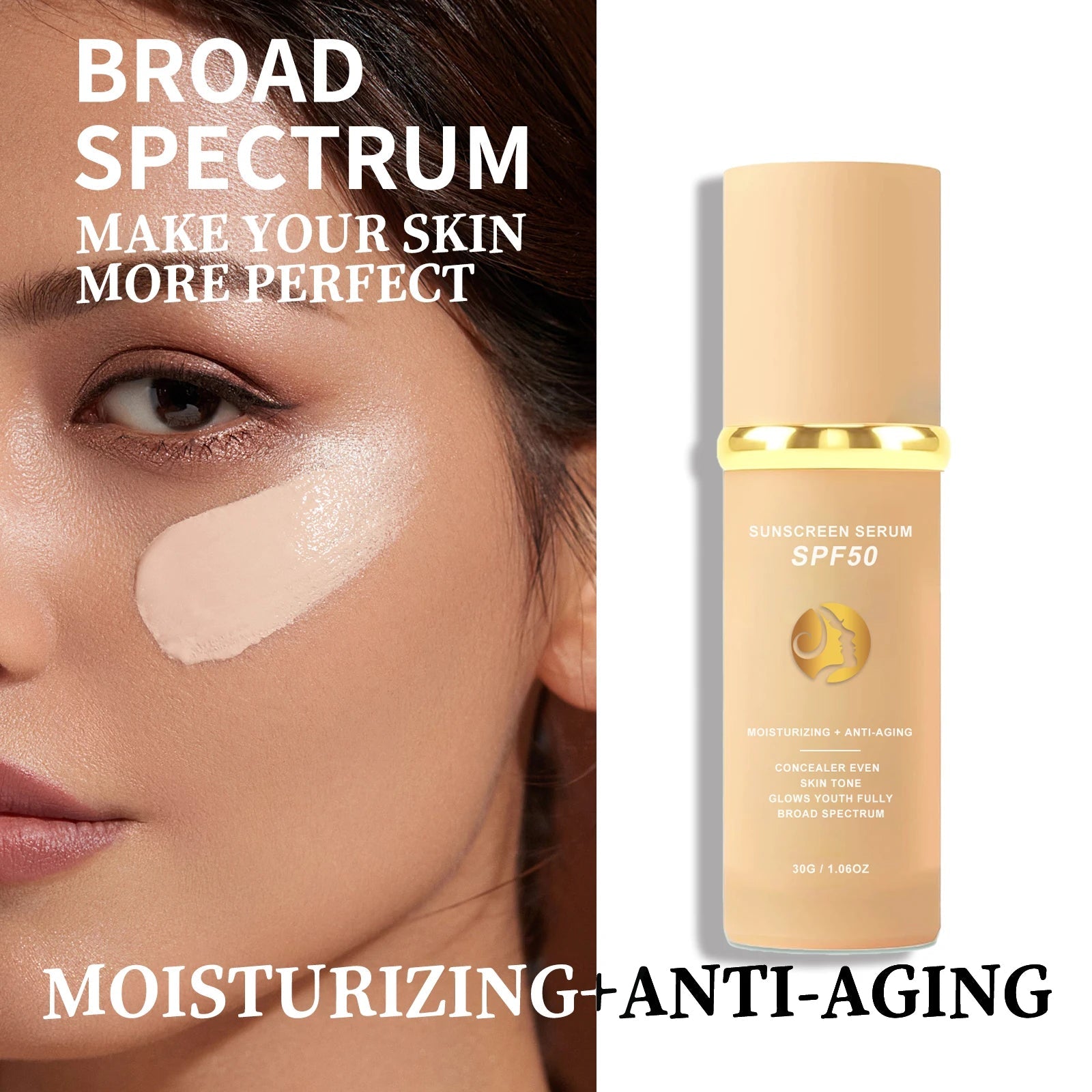 Sunscreen liquid foundation 30g, waterproof, sweat proof, goodbye to dry pickup powder, concealer, even skin color Halalzen