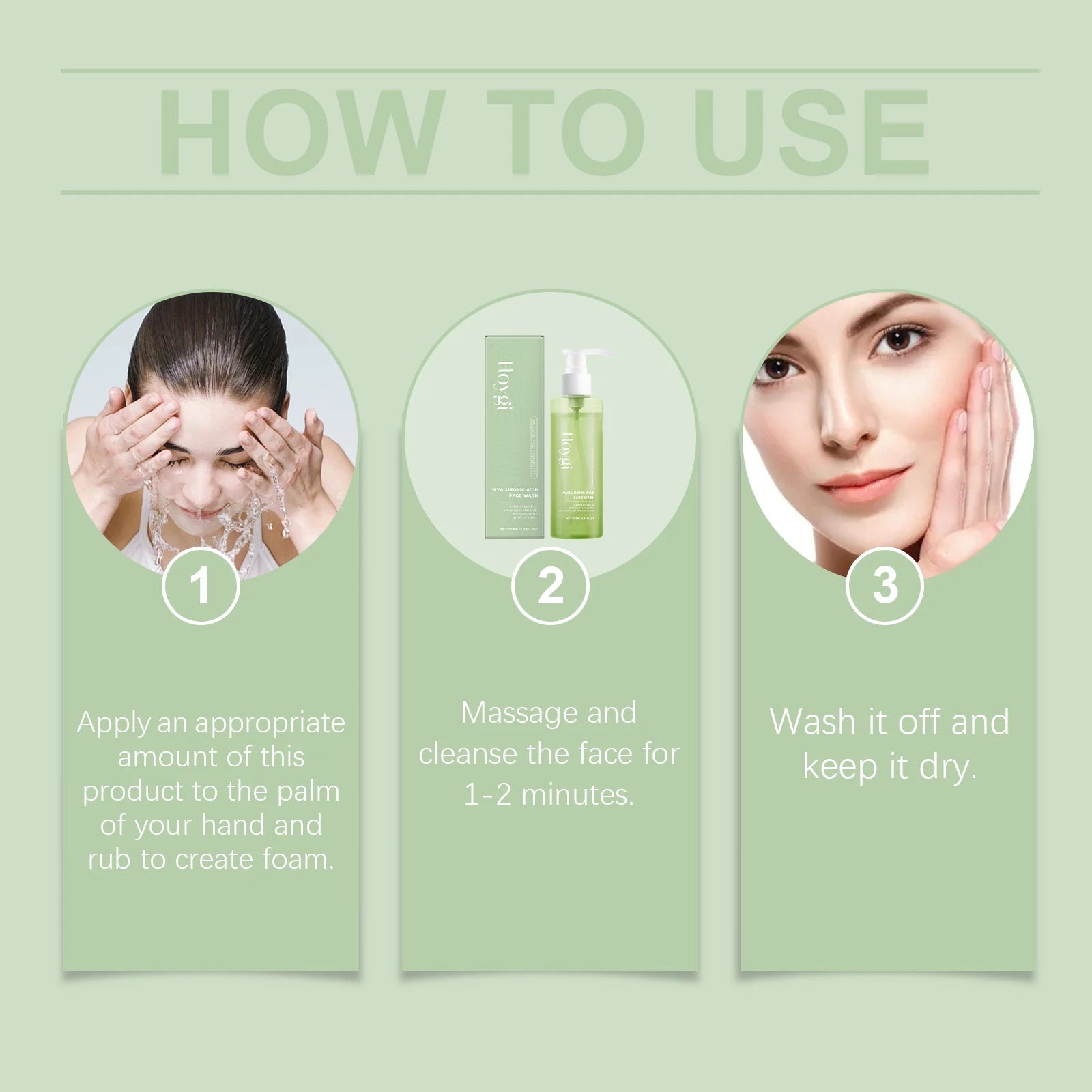 Hoygi Hyaluronic Acid Face Cleanser Gel Deep Pore Cleansing Moisturizing Non Drying Makeup Remover for Sensitive Skin 100ml Halalzen
