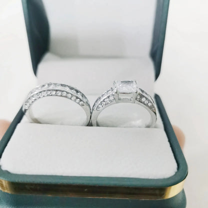 2pcs/set Alliance Engagement Wedding Rings For Women Jewelry Finger Rings, Party Gifts, Wedding Gifts, Birthday Gifts