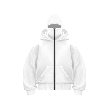 2025 Autumn and winter women's zippered sweater Coat solid color hooded sweater cardigan casual sports jacket tops